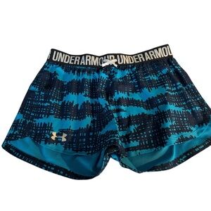 Under Armour Heat Gear Loose Turquoise & Black Pattern Athletic Shorts Small